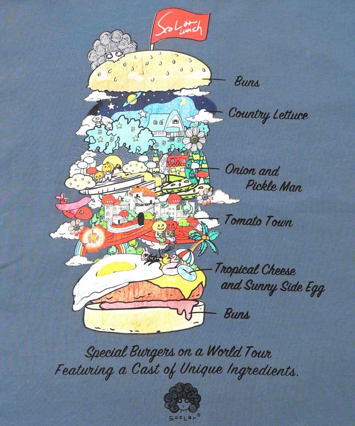 スカラーバーガータウン柄Tシャツ-14