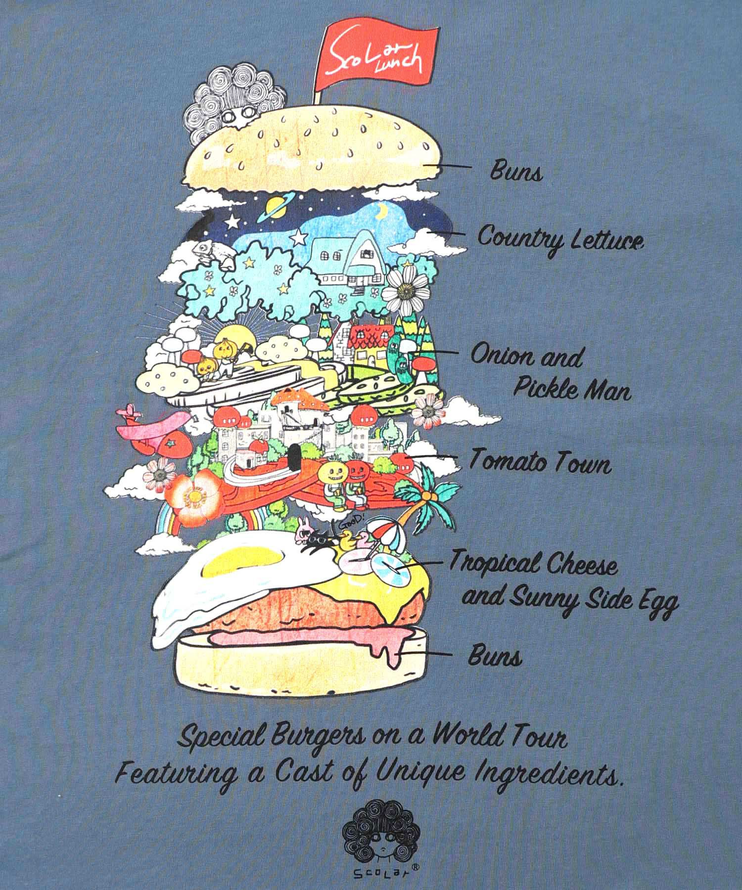 スカラーバーガータウン柄Tシャツ-14