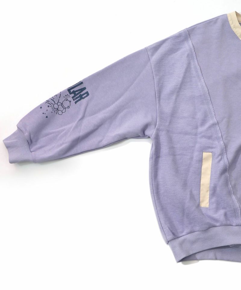 チョーク風柄裏毛×綿ツイル異素材切替カーディガン-20