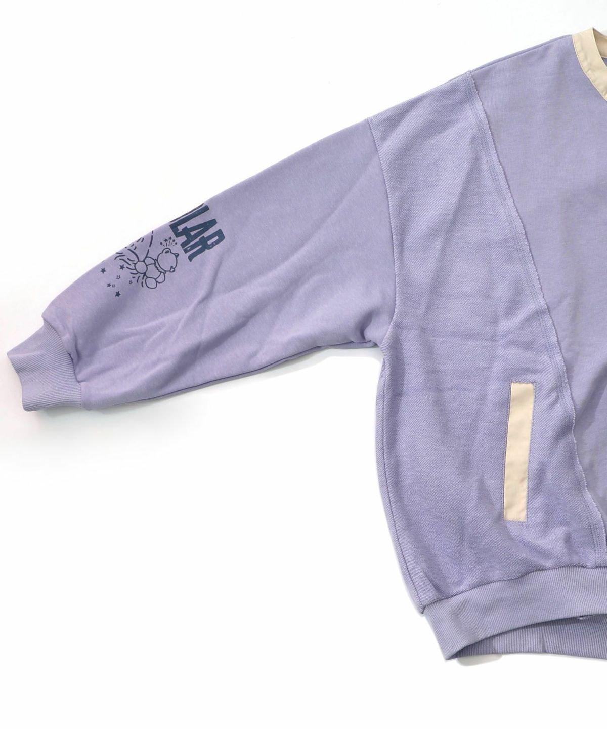 チョーク風柄裏毛×綿ツイル異素材切替カーディガン-20