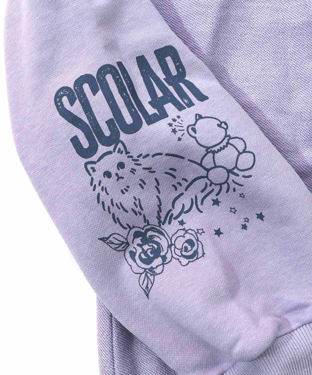 チョーク風柄裏毛×綿ツイル異素材切替カーディガン-21