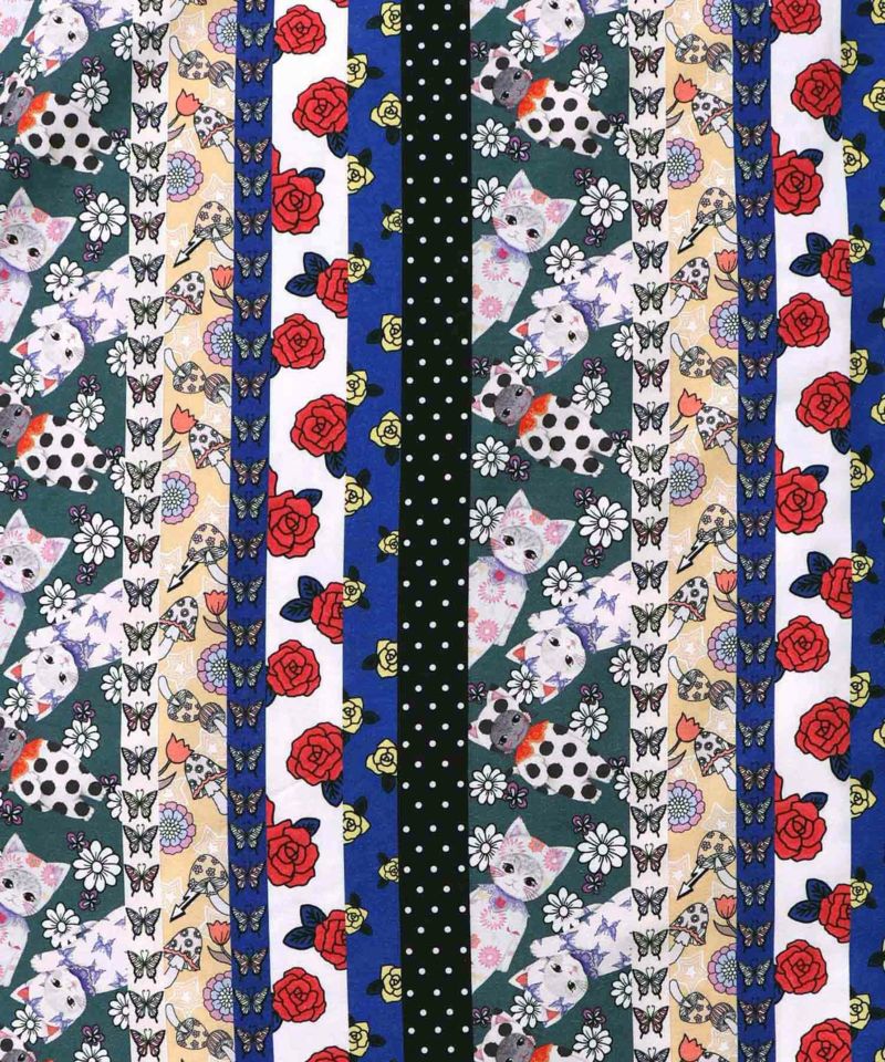 ストライプ総柄前開きシャツワンピース-17