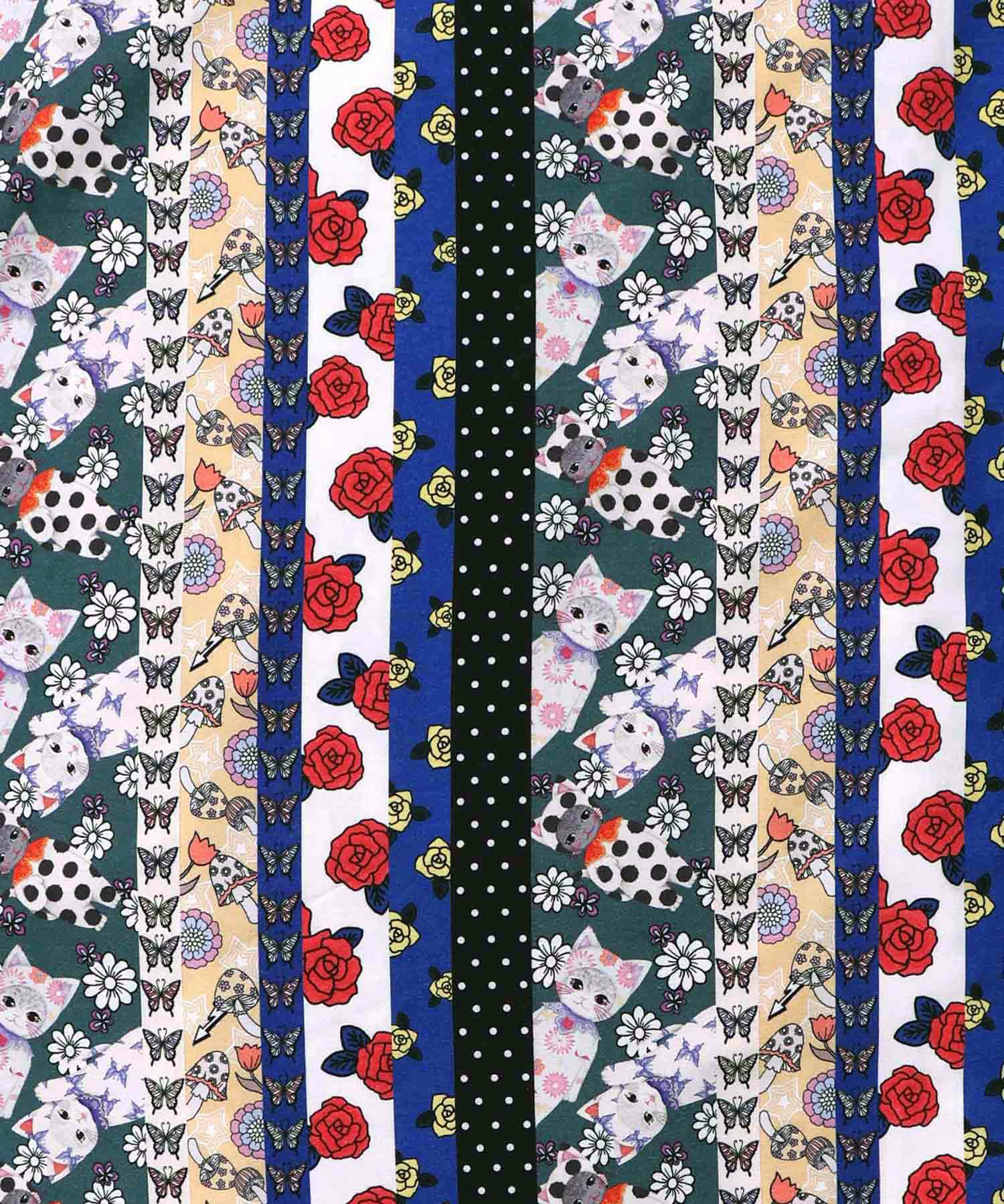 ストライプ総柄前開きシャツワンピース-17