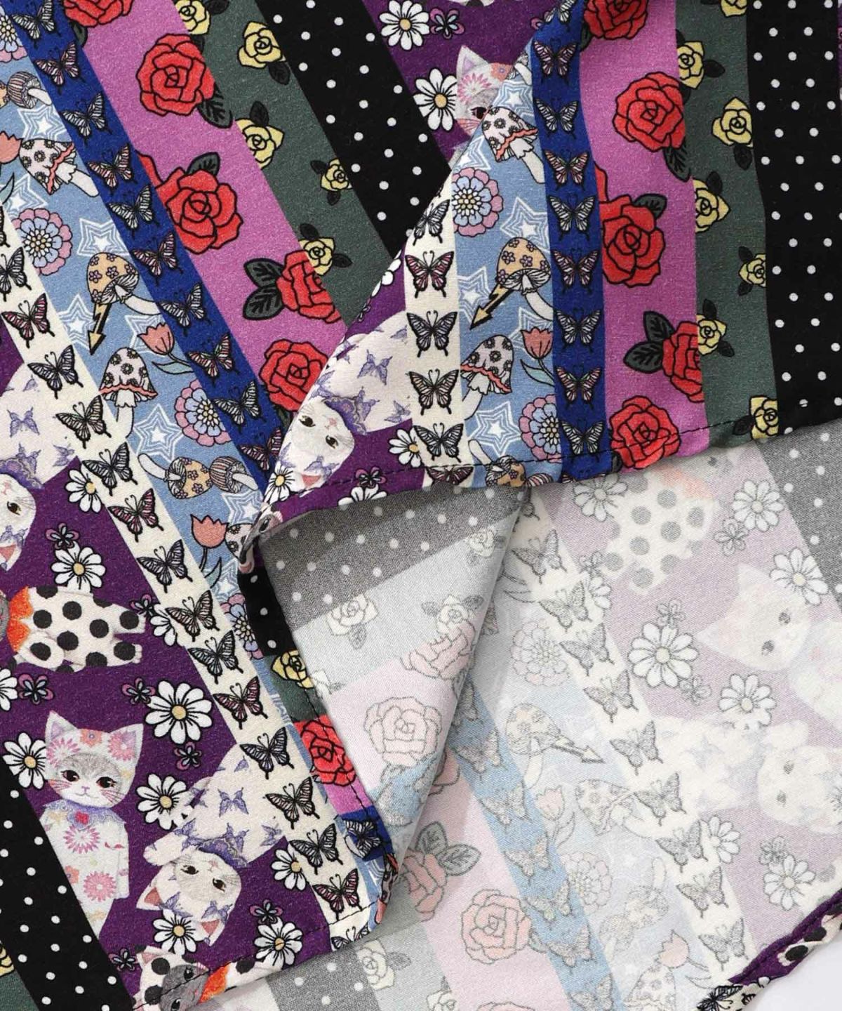 ストライプ総柄前開きシャツワンピース-24