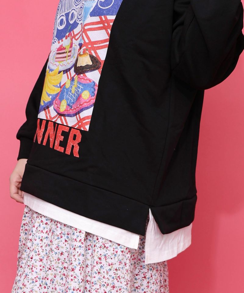 スカラーちゃんの夕食柄レイヤード風配色プルオーバー-8