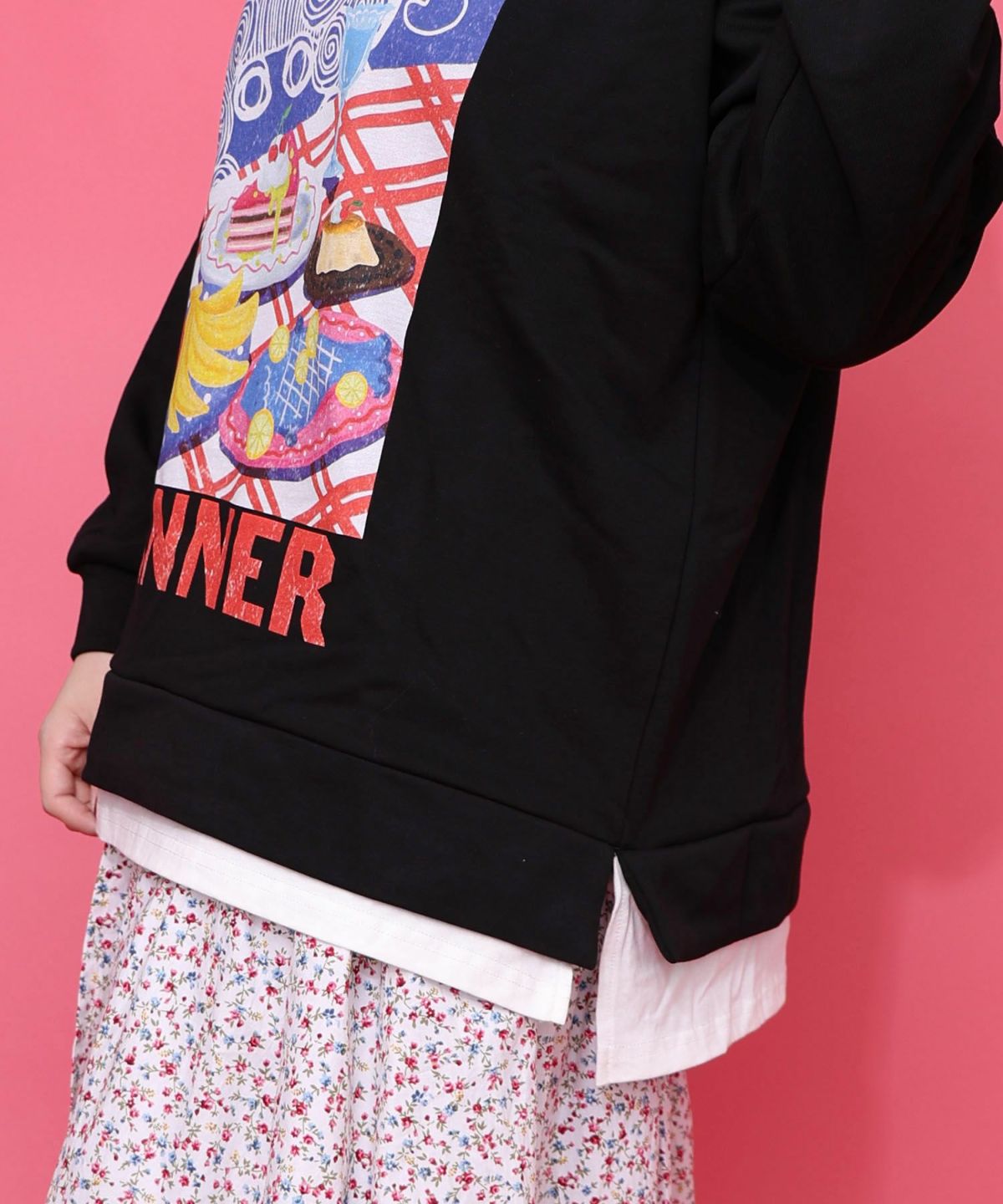 スカラーちゃんの夕食柄レイヤード風配色プルオーバー-8