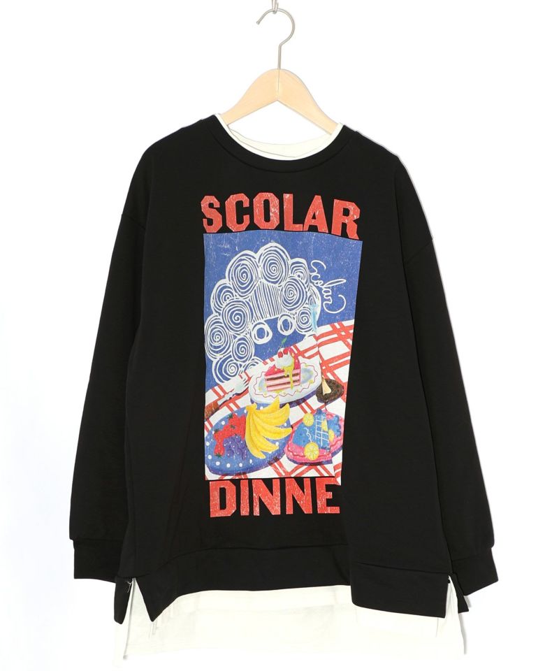 スカラーちゃんの夕食柄レイヤード風配色プルオーバー-18