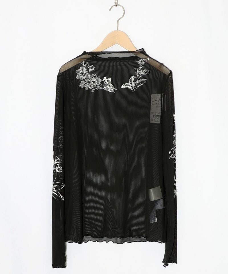 アンティーク風花蝶プリント ソフトチュールインナー-10