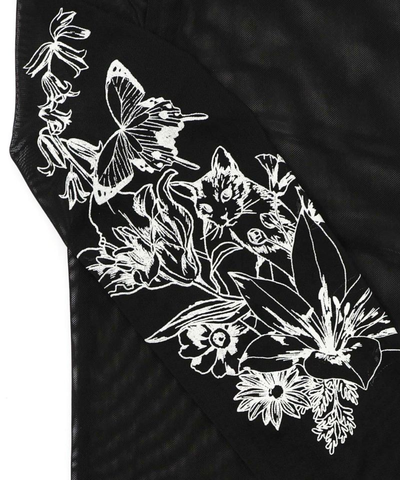 アンティーク風花蝶プリント ソフトチュールインナー-11