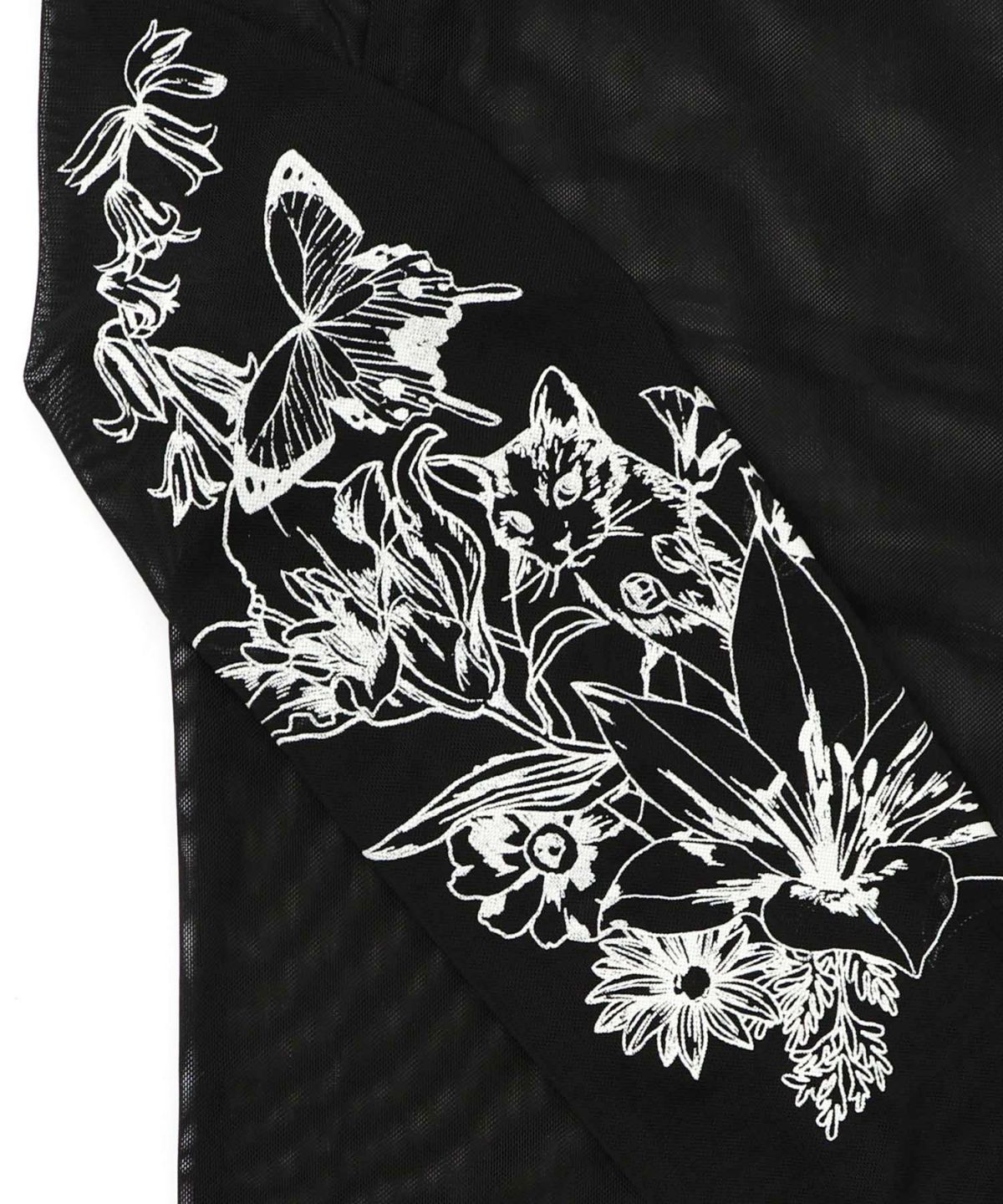 アンティーク風花蝶プリント ソフトチュールインナー-11