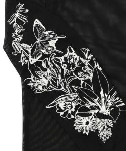 アンティーク風花蝶プリント ソフトチュールインナー-11