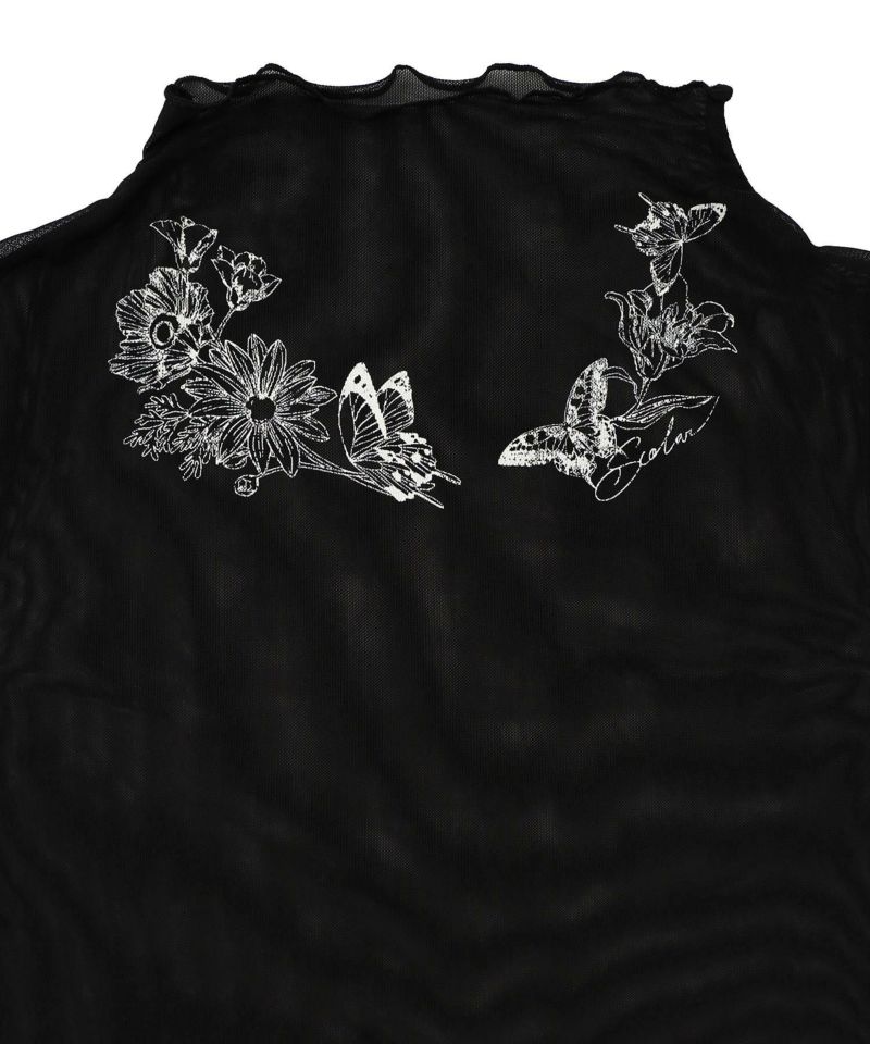 アンティーク風花蝶プリント ソフトチュールインナー-12