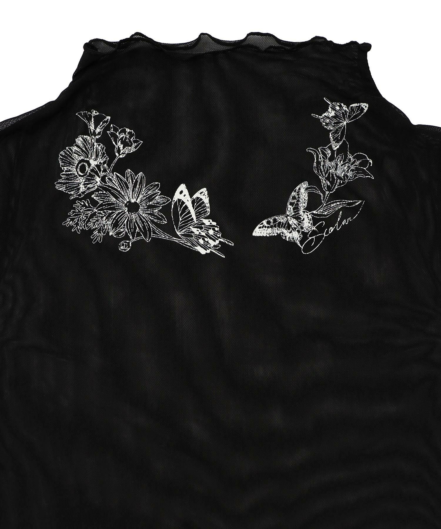 アンティーク風花蝶プリント ソフトチュールインナー-12