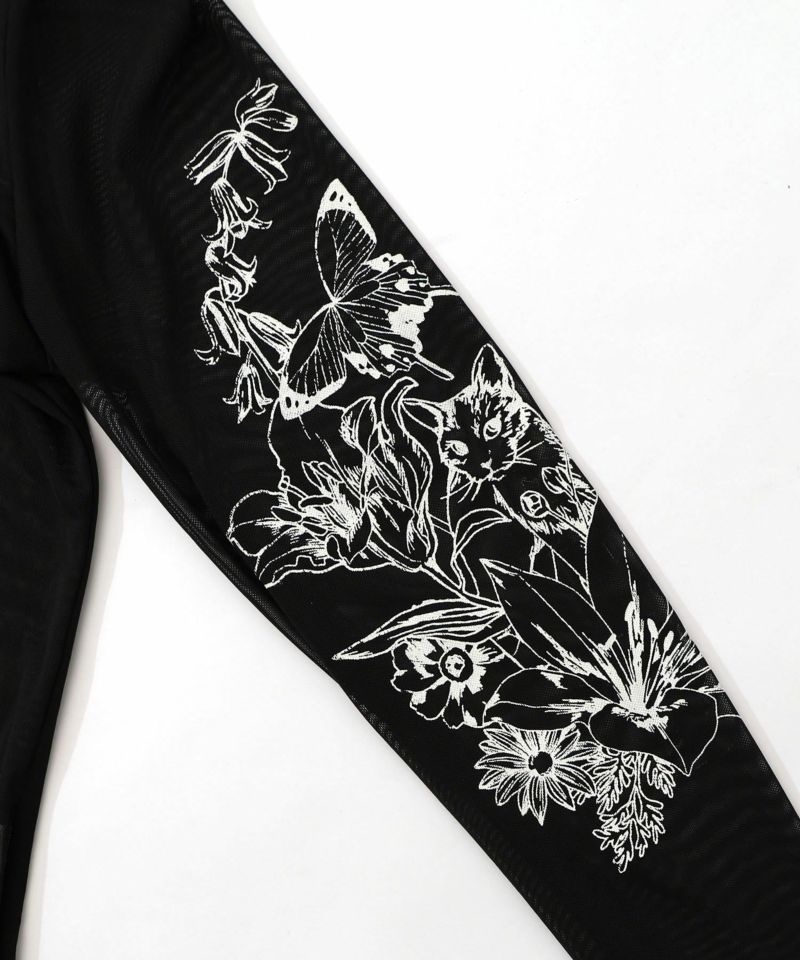 アンティーク風花蝶プリント ソフトチュールインナー-15