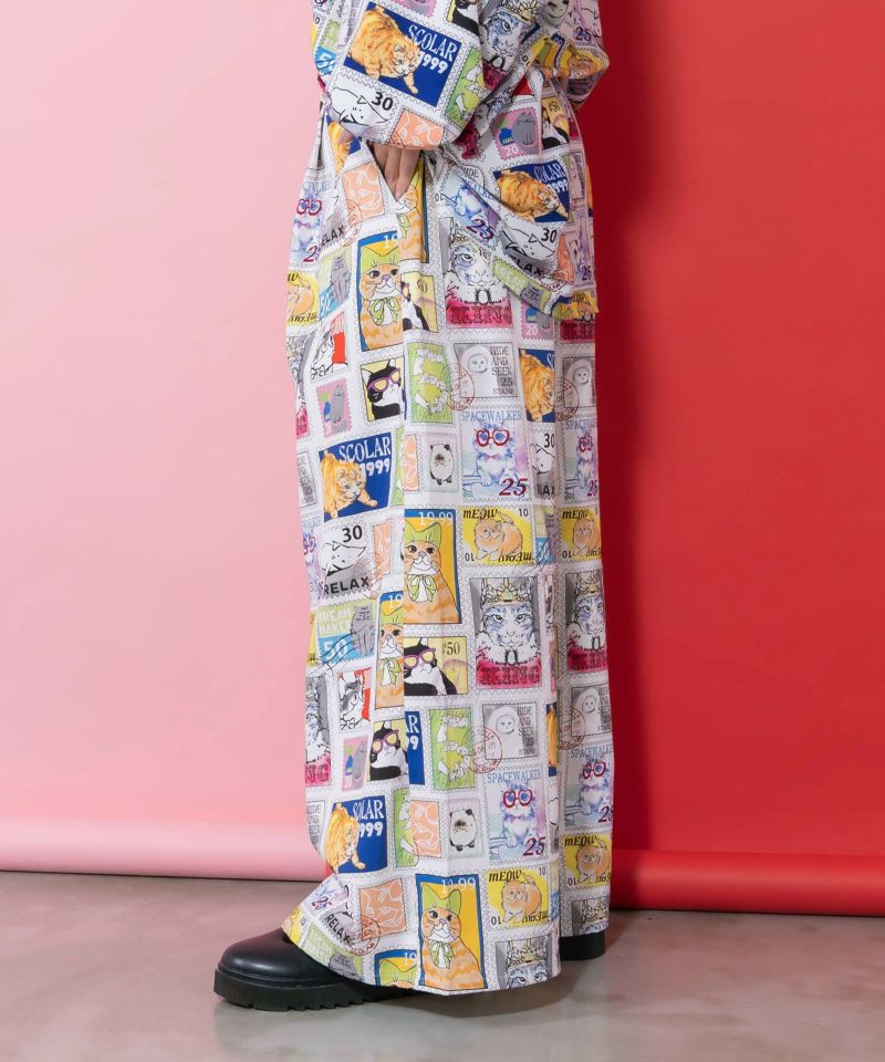 わんorにゃんスタンプ柄 バイオ加工パンツ-4