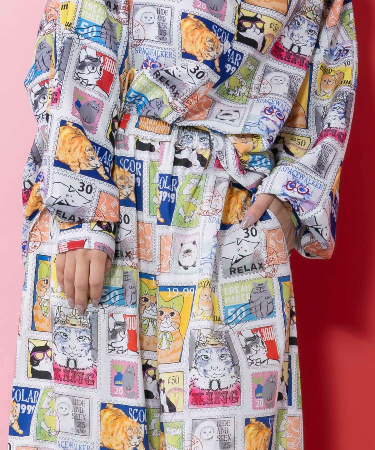 わんorにゃんスタンプ柄 バイオ加工パンツ-7