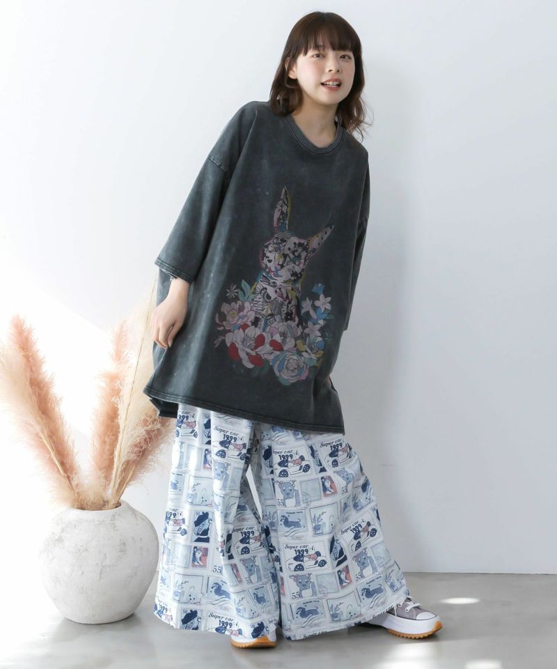 わんorにゃんスタンプ柄 バイオ加工パンツ-9