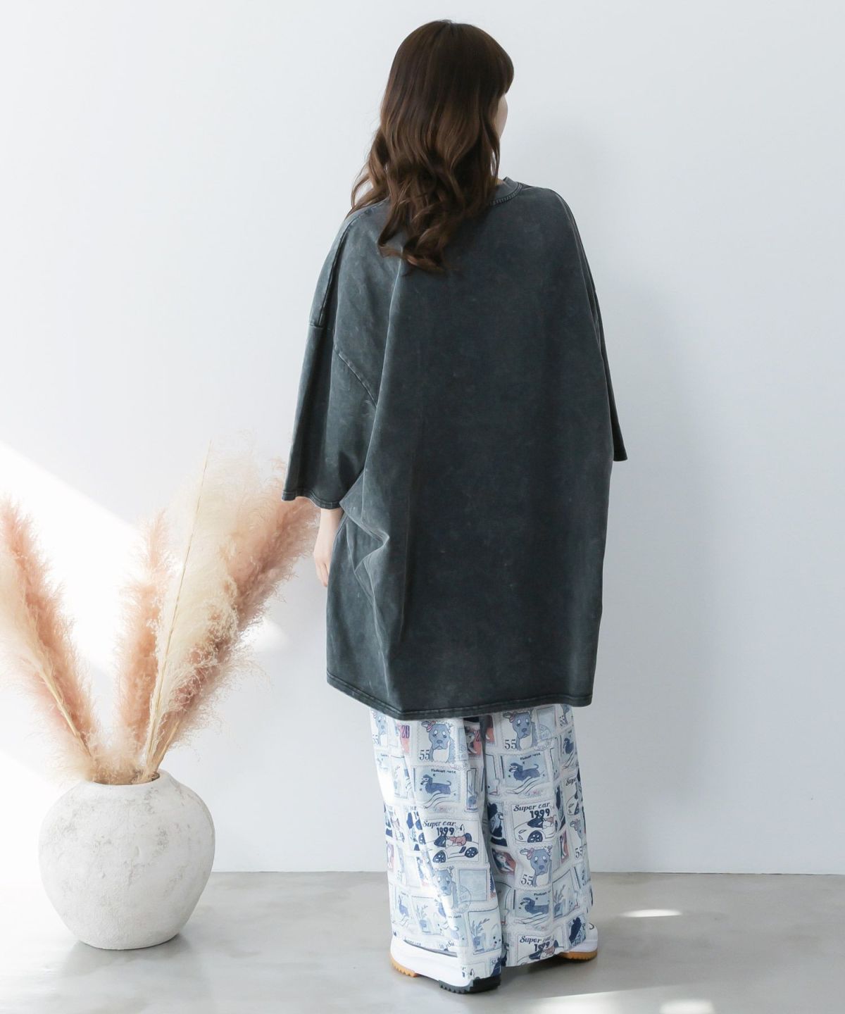 わんorにゃんスタンプ柄 バイオ加工パンツ-10