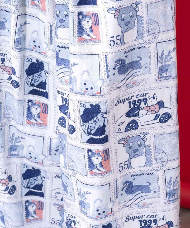 わんorにゃんスタンプ柄 バイオ加工パンツ-16