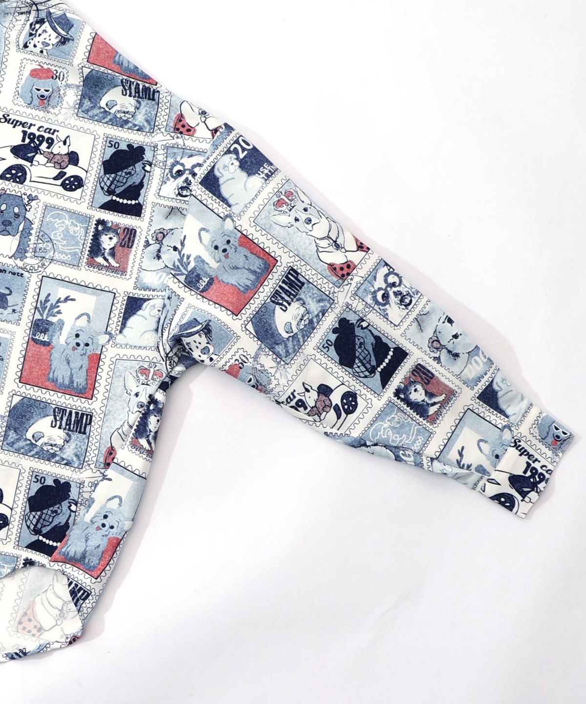 わんorにゃんスタンプ柄 ワッシャーシャツ-13