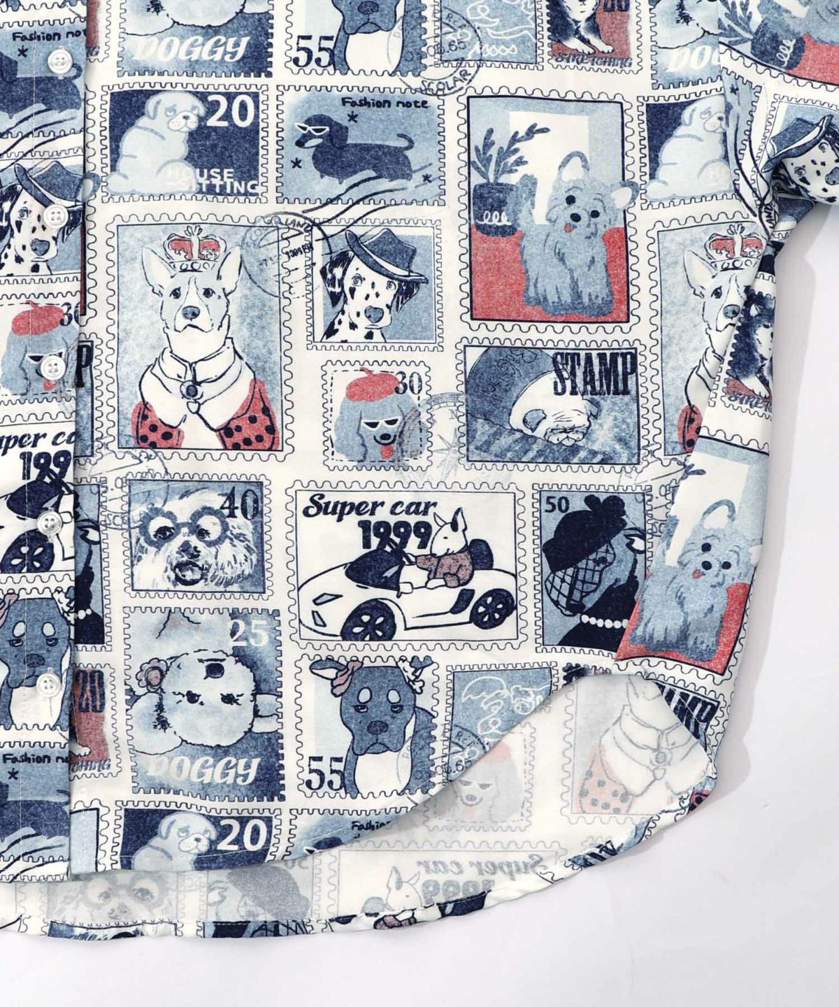 わんorにゃんスタンプ柄 ワッシャーシャツ-15