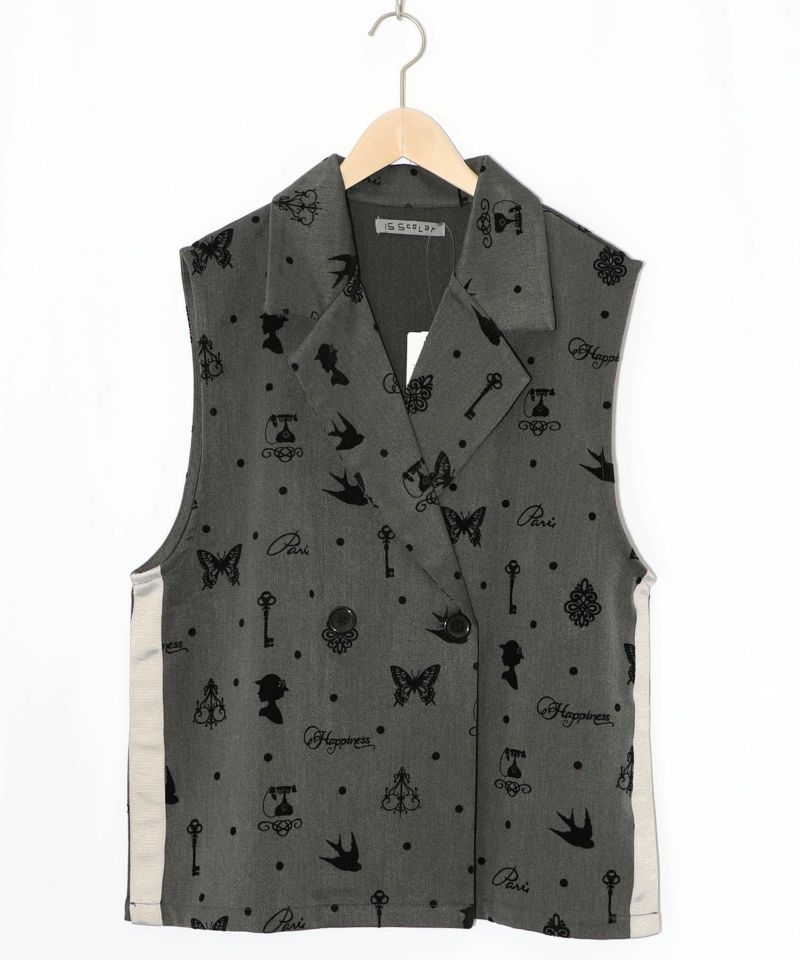 アンティーク調フロッキープリントベスト-11