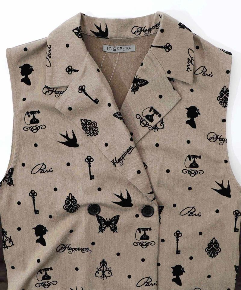 アンティーク調フロッキープリントベスト-17
