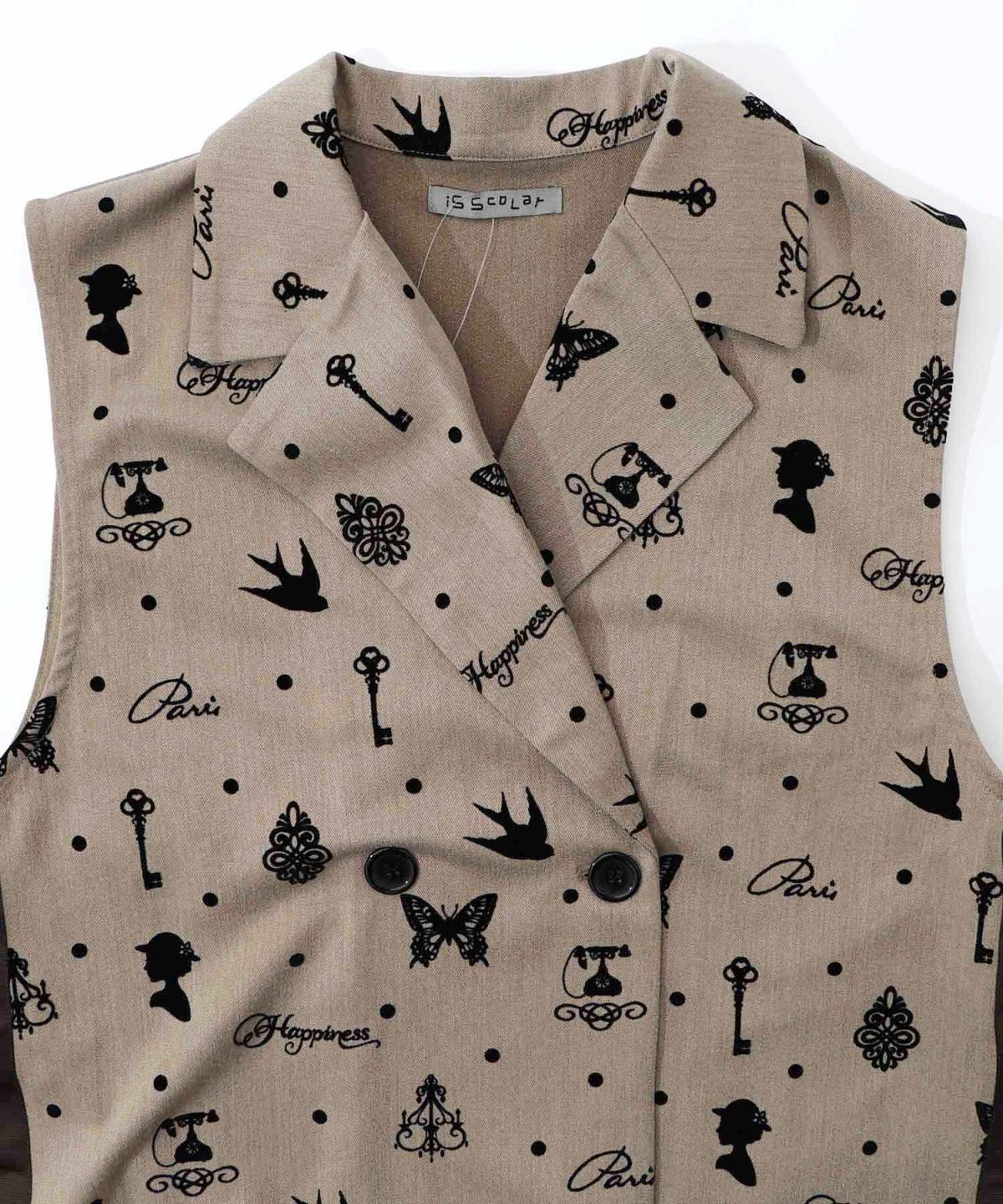 アンティーク調フロッキープリントベスト-17