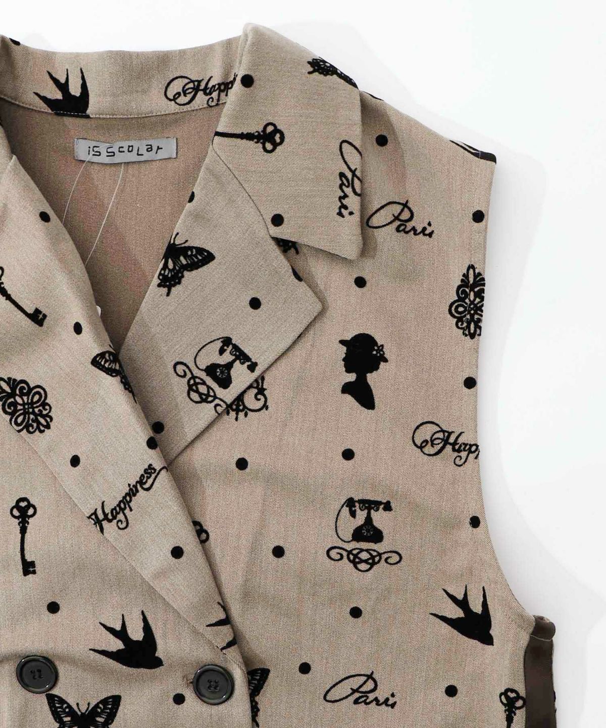 アンティーク調フロッキープリントベスト-18