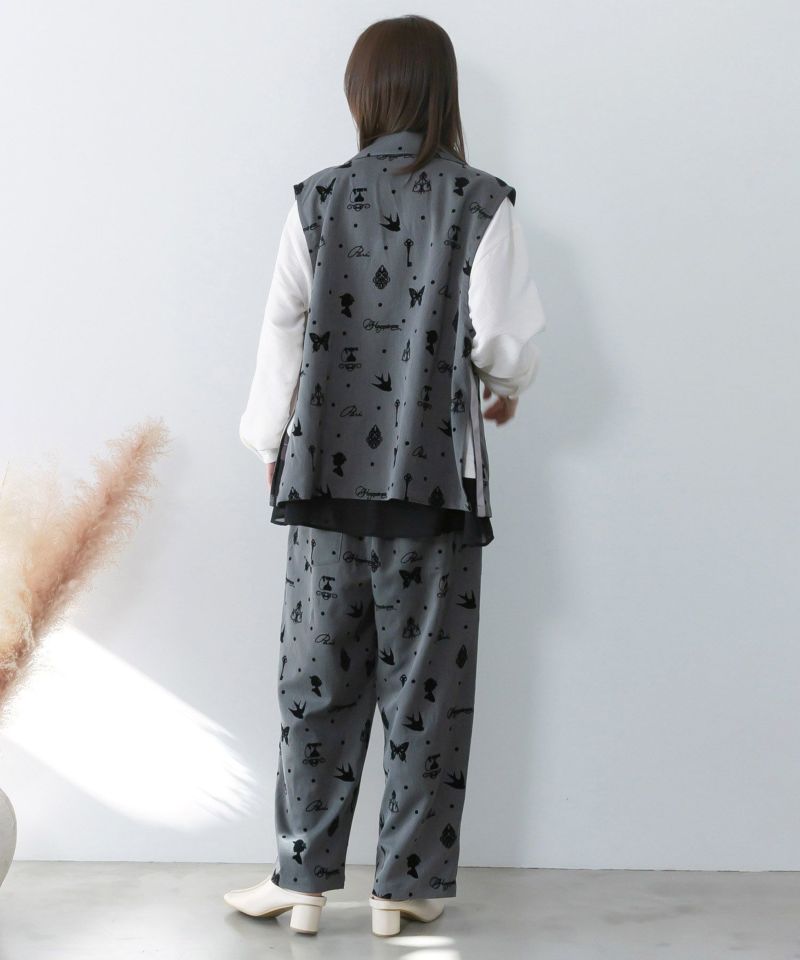 アンティーク調フロッキープリントパンツ-5