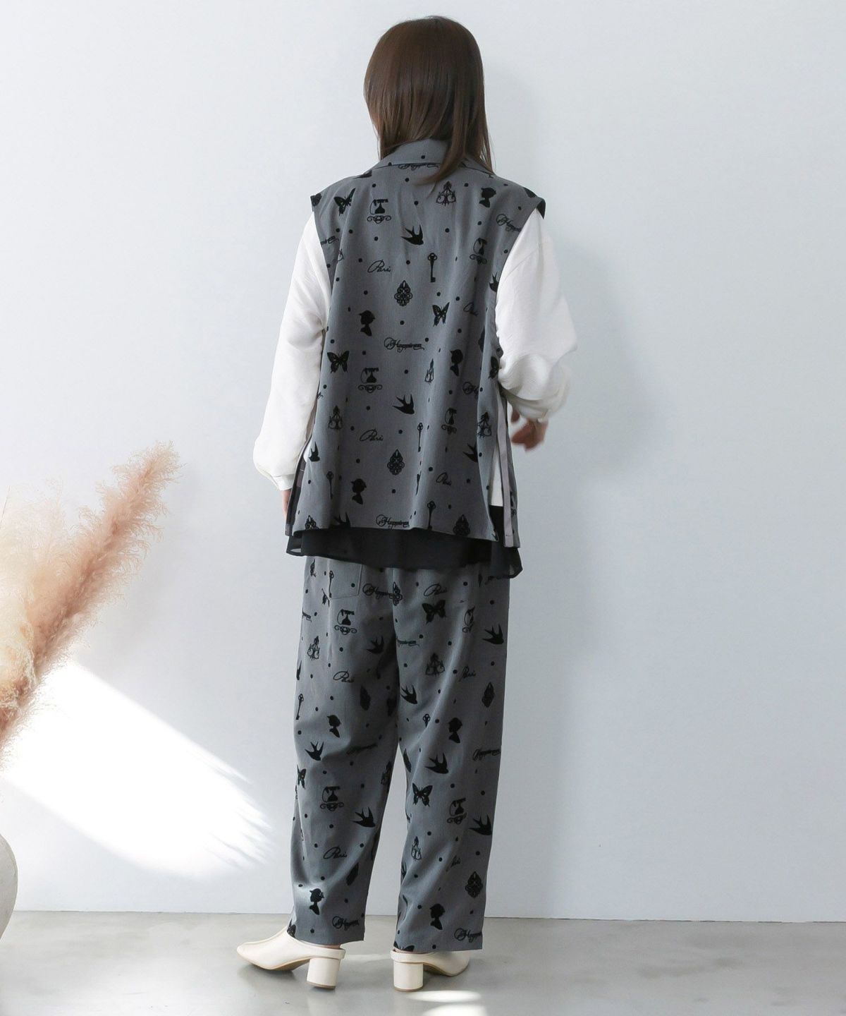 アンティーク調フロッキープリントパンツ-5