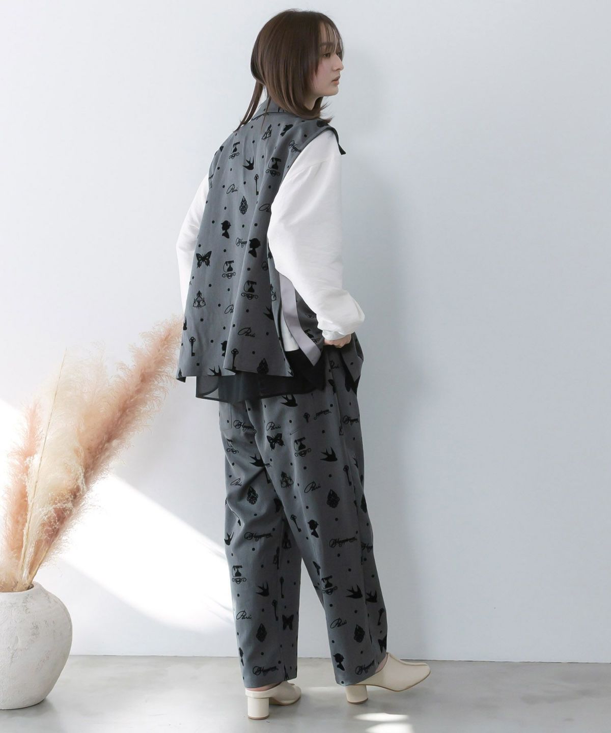 アンティーク調フロッキープリントパンツ-6