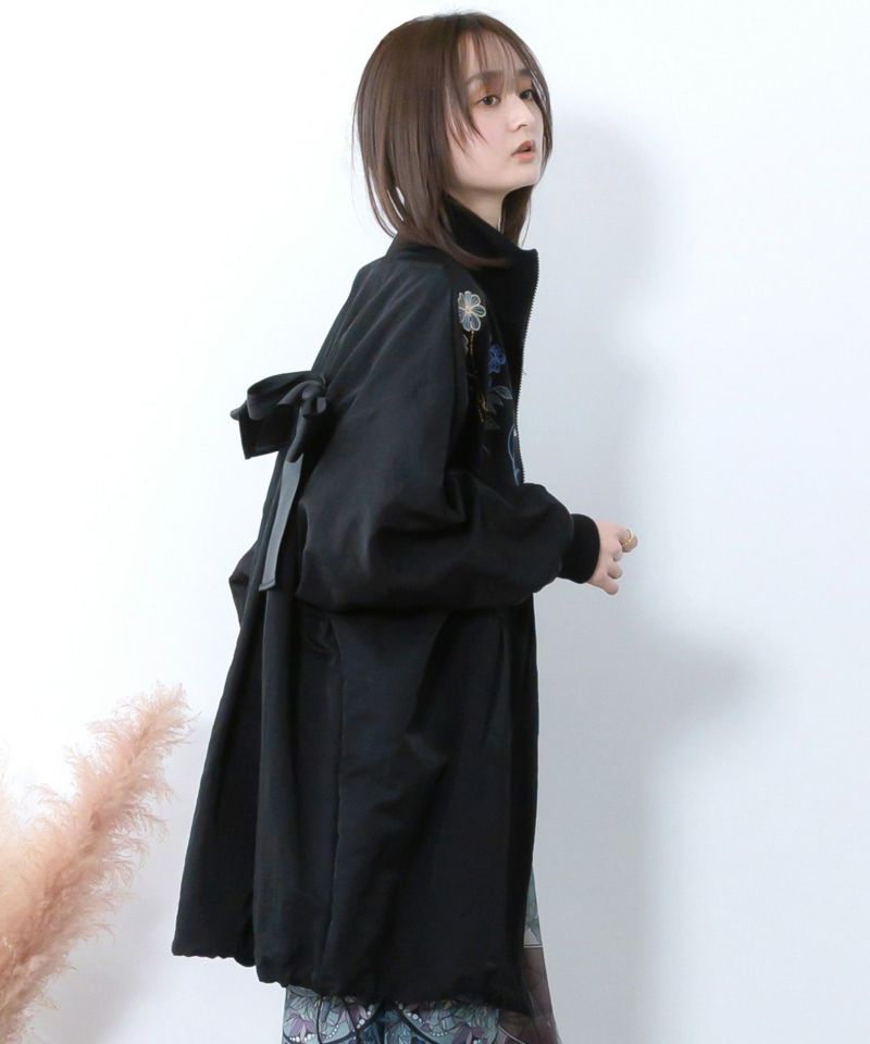 リボン×花刺繍ドルマンスリーブブルゾン-6