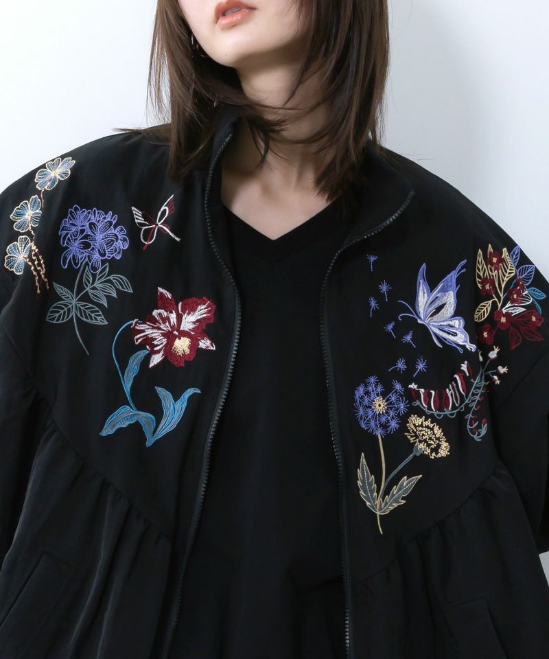 リボン×花刺繍ドルマンスリーブブルゾン-7
