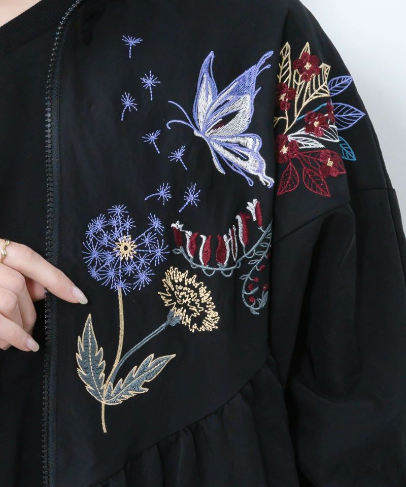 リボン×花刺繍ドルマンスリーブブルゾン-8