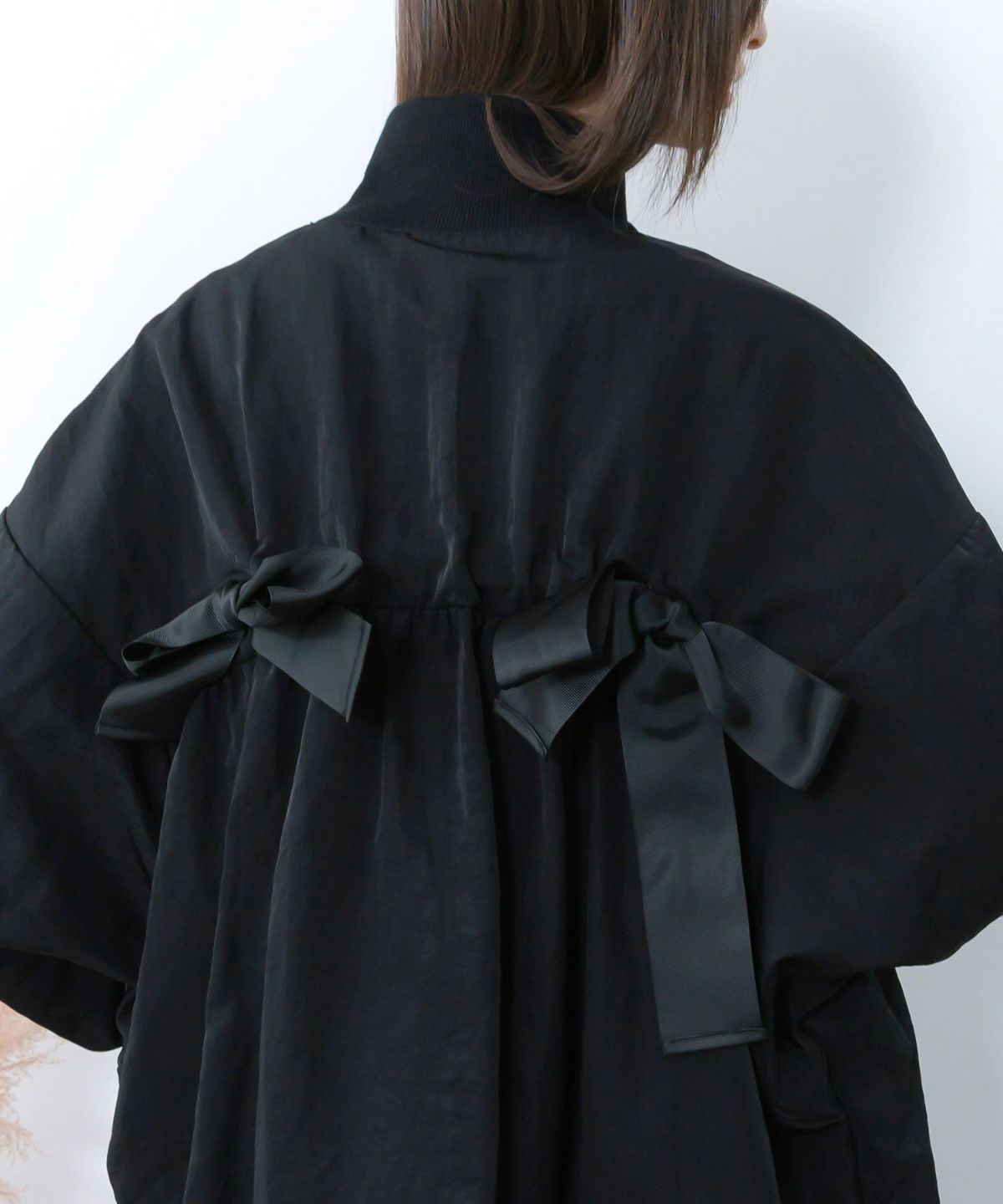 リボン×花刺繍ドルマンスリーブブルゾン-9