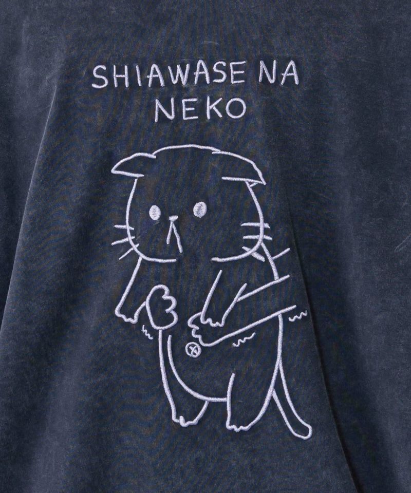 正月太りネコ柄刺繍ヴィンテージ風プルオーバー-7