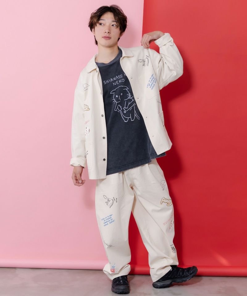 正月太りネコ柄刺繍ヴィンテージ風プルオーバー-9