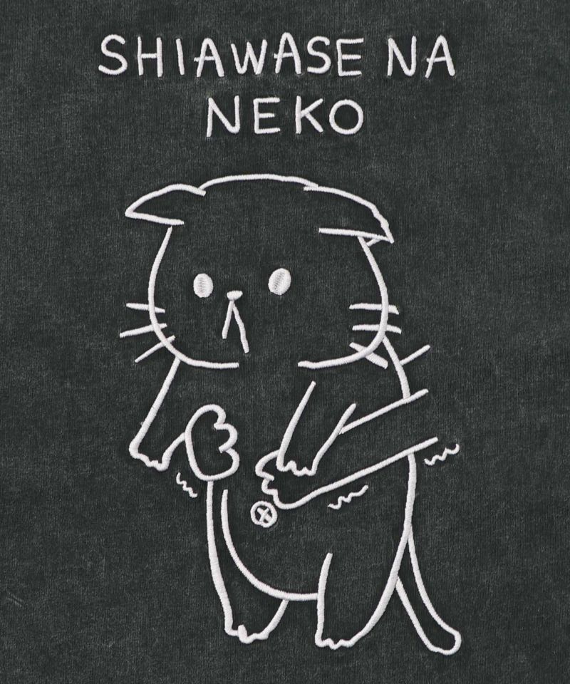 正月太りネコ柄刺繍ヴィンテージ風プルオーバー-11