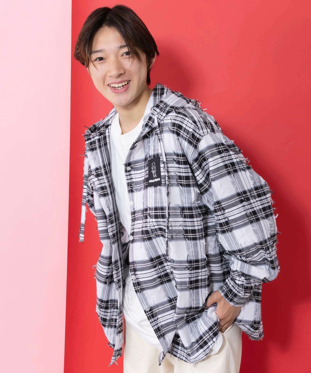 正月太りネコ柄デニムorチェックシャツパーカー-3