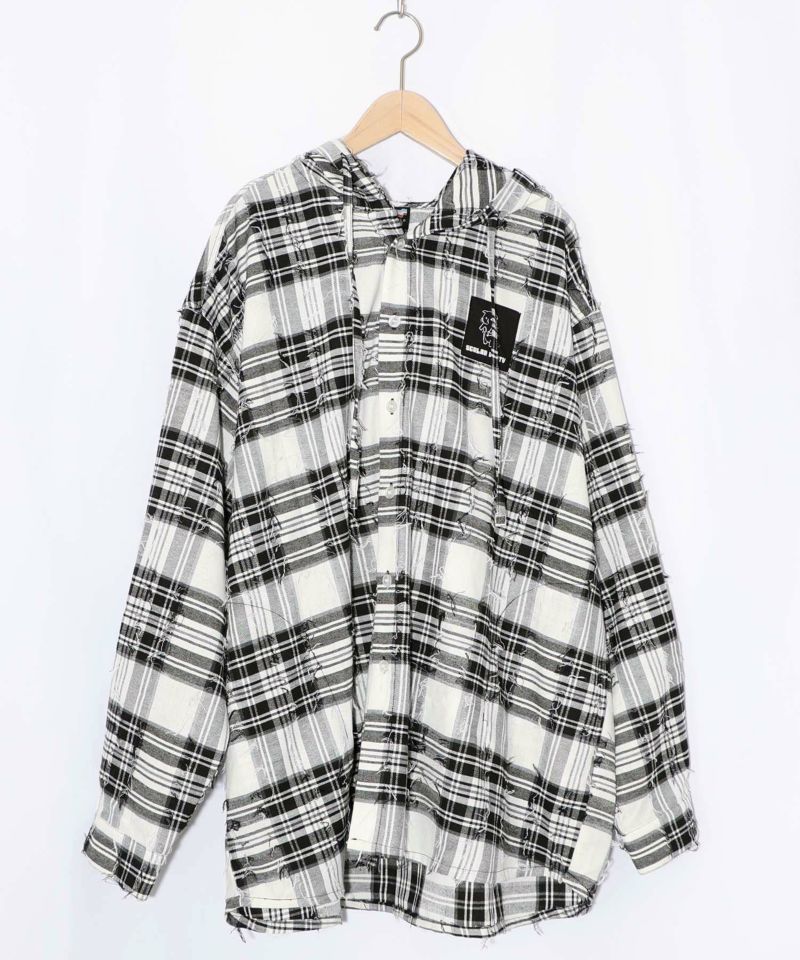 正月太りネコ柄デニムorチェックシャツパーカー-19