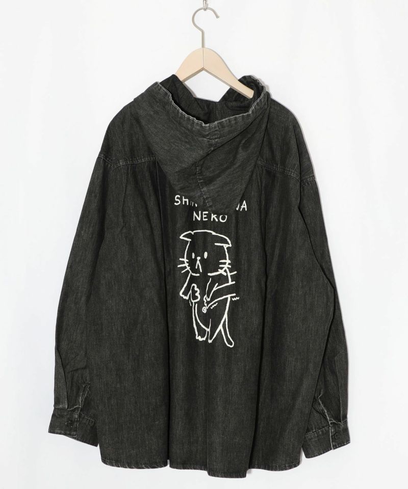 正月太りネコ柄デニムorチェックシャツパーカー-23
