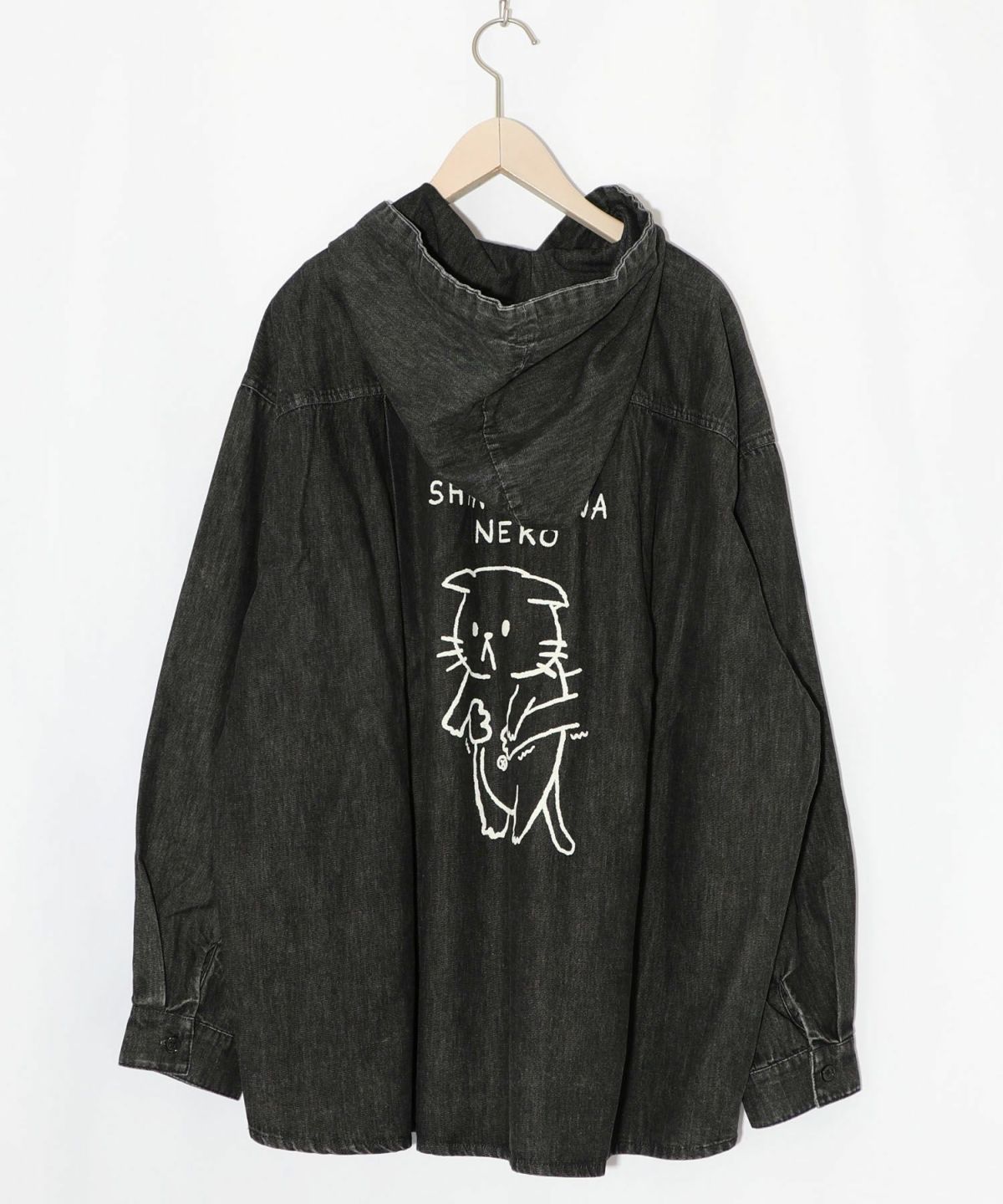 正月太りネコ柄デニムorチェックシャツパーカー-23
