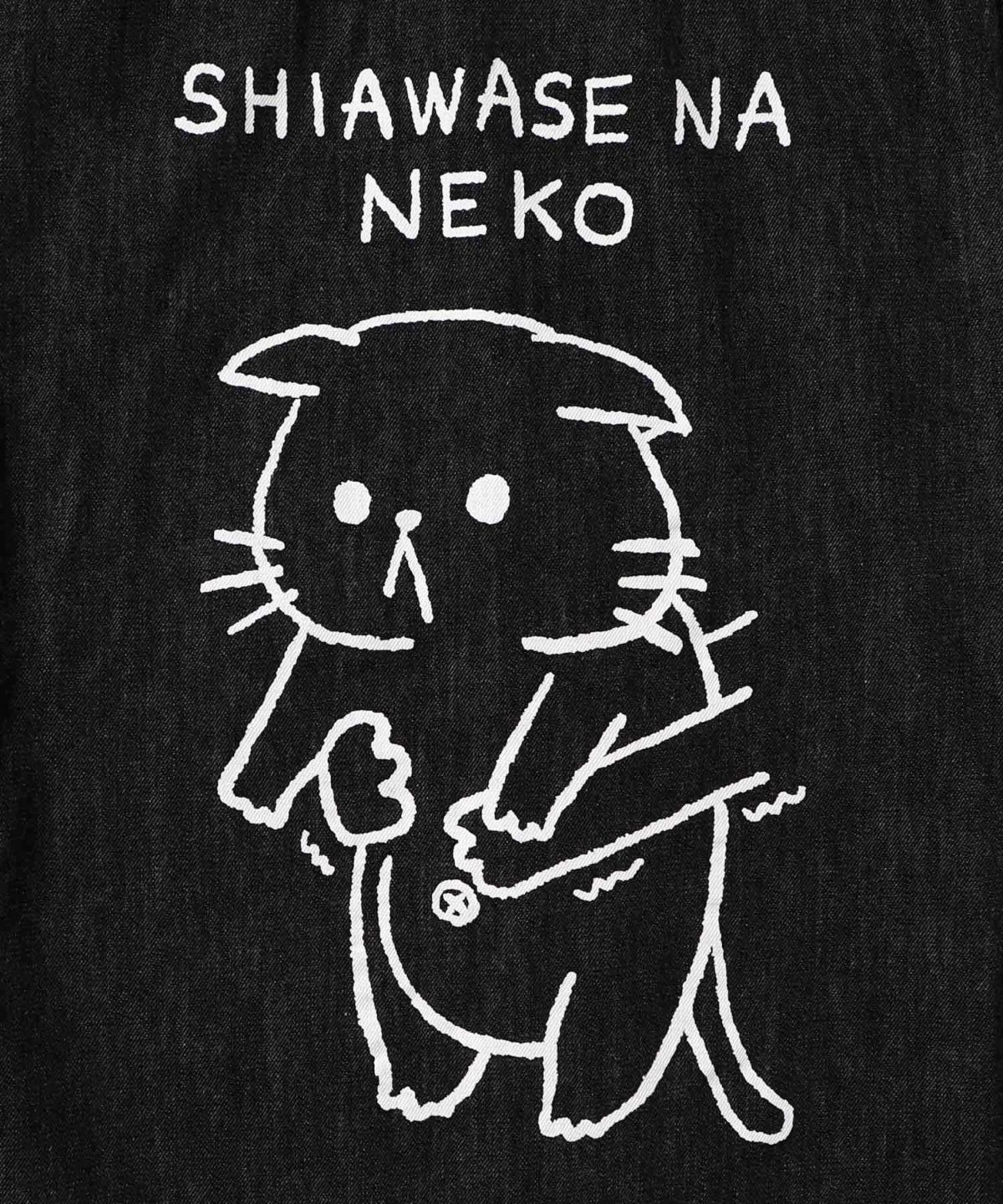 正月太りネコ柄デニムorチェックシャツパーカー-24