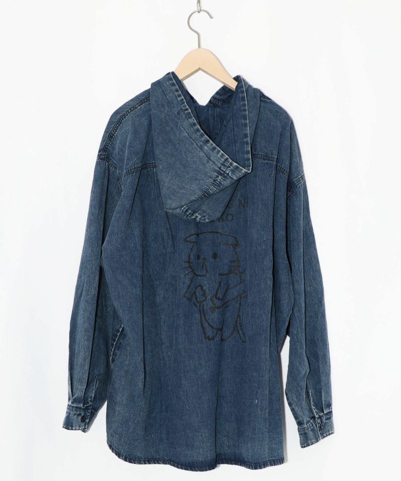 正月太りネコ柄デニムorチェックシャツパーカー-26