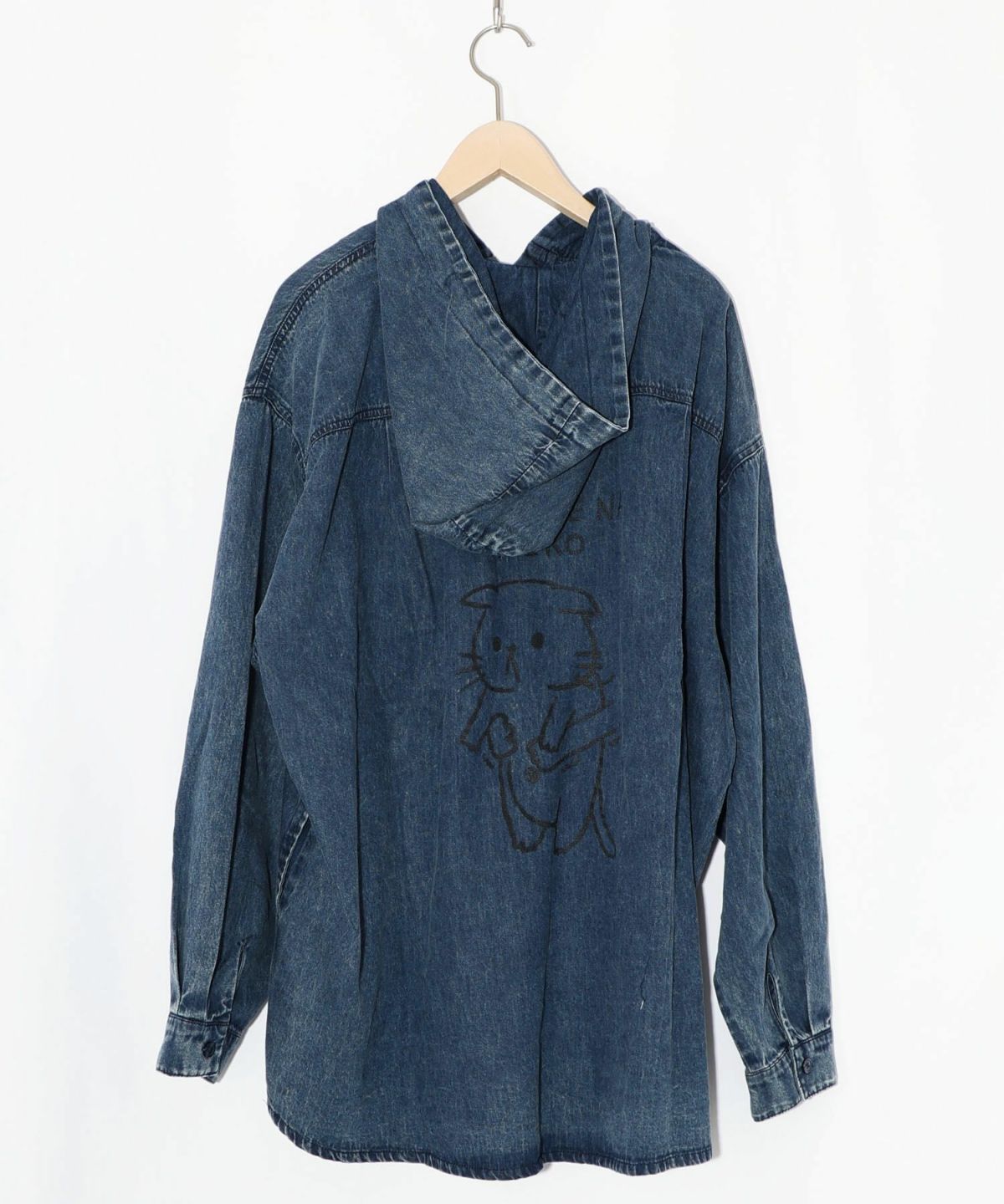 正月太りネコ柄デニムorチェックシャツパーカー-26