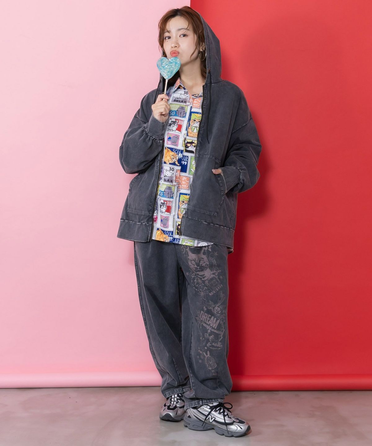 チョーク風柄コクーンパンツ-2