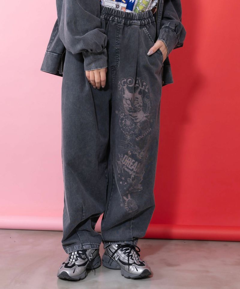 チョーク風柄コクーンパンツ-3