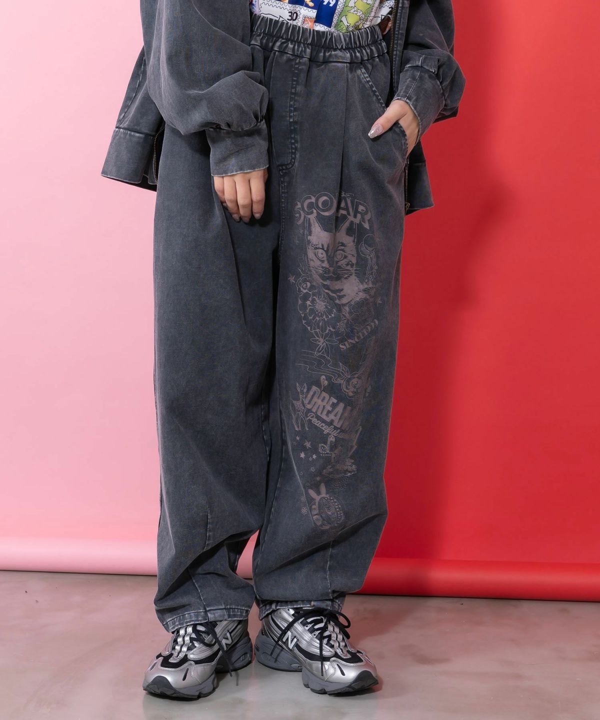 チョーク風柄コクーンパンツ-3