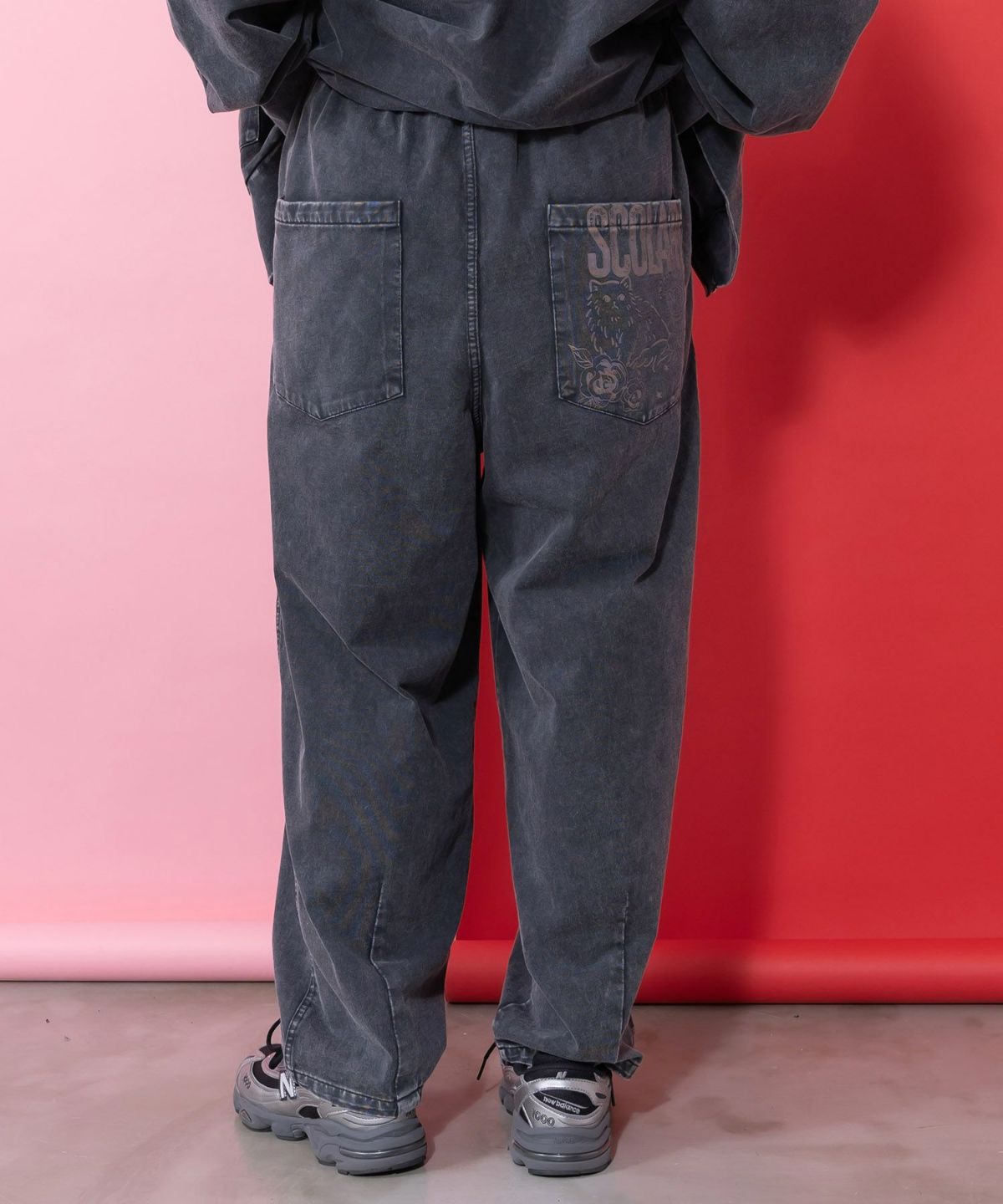 チョーク風柄コクーンパンツ-4